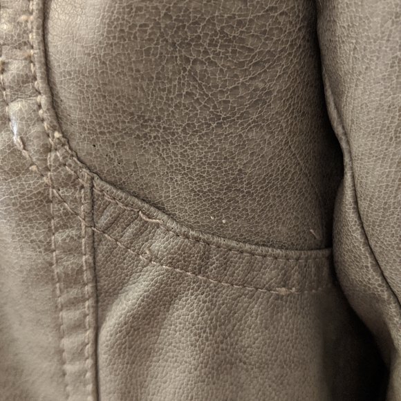 Bernardo Taupe Faux Leather Zipped Jacket Medium - Picture 7 of 8